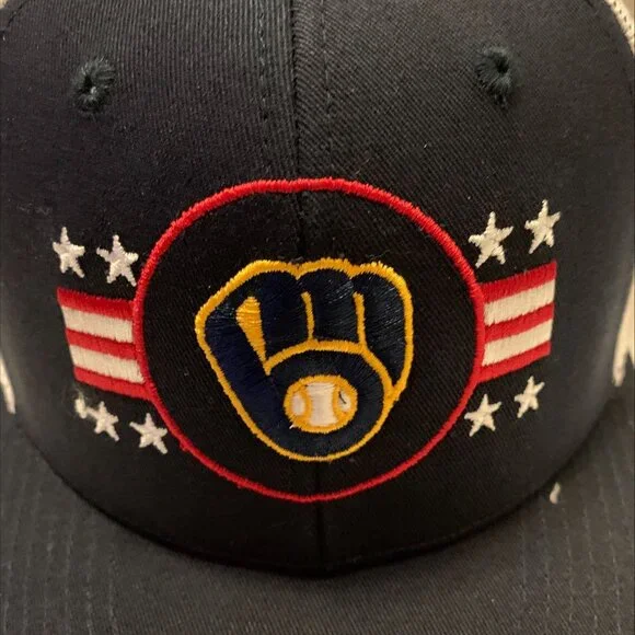 Milwaukee Brewers MLB Navy White Stars Fan Favorite Adjustable Hat - Unisex - Picture 5 of 5